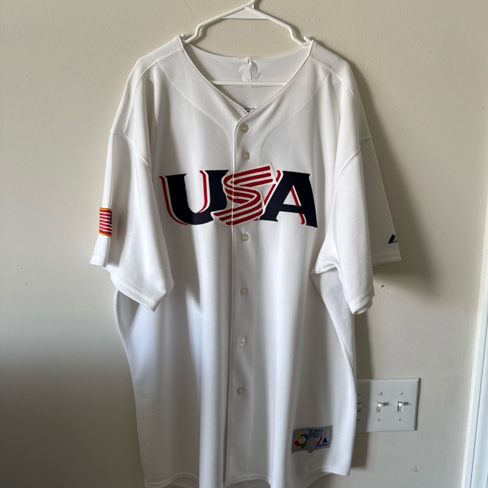 MEN’S MAJESTIC DEREK JETER #2 TEAM USA 2006 WORLD BASEBALL CLASSIC JERSEY SZ 56